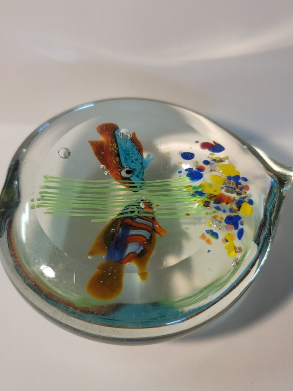 Vintage Murano Glass Aquarium Heart Shaped Paperweight - Picture 6 of 11